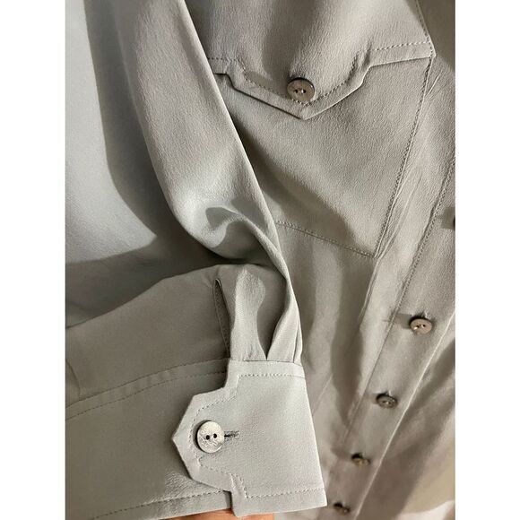 Soft Surrondings Womens Button Down Shirt Sz PM Grey New - Picture 4 of 5